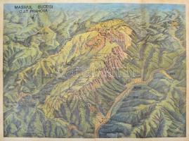 Masivul Bucegi O.J.T. Prahova térképe, román nyelven, hajtott, 33x46 cm