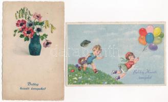 4 db RÉGI húsvéti üdvözlő képeslap / 4 pre-1945 Easter greeting postcards