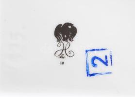 Hollóházi Szász Endre dekorral díszített dobozka és tálka. Matricás, jelzett, hibátlan. d: 8 cm, 9x8...