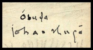 Johan Hugó (1891-1956): Óbuda (Dunaparti részlet). Kréta, ceruza, tus, papír, jelzett. Proveniencia:...