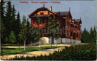 1916 Felsőhági, Visne Hagy, Vysné Hágy (Magas-Tátra, Vysoké Tatry); Grosses Logirhaus / Nagyszálló. Cattarino S. utóda Földes Samu kiadása / hotel s: Neumann Siegfried (kopott sarkak / worn corners)