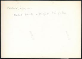 cca 1944 Kilőtt harckocsi egy kiégett ház falán Csabdi településen, fotó, hátoldalon feliratozva, 12...