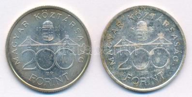 1992. 200Ft Ag "MNB" + 1993. 200Ft Ag "MNB" T:2 patina, az egyiken karc 
Adamo ...