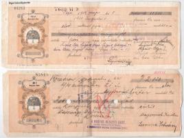 ~1929-1943. 14db-os váltó-tétel, kitöltve, bélyegzésekkel, több darab okmánybélyegekkel T:III