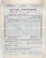 Budapest 1918-1926. Osztrák-magyar bank kitöltött letéti jegye T:III szakadások, kis ceruzás firka
