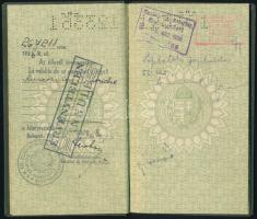 1941 Magyar Királyság által kiállított fényképes útlevél / Hungarian passport