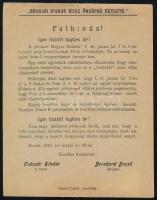 1913 Brassó, a Brassói Iparos Ifjak Önképző Egyletének felhívása