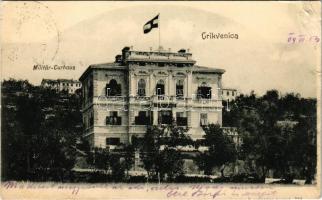1904 Crikvenica, Cirkvenica; Militär-Curhaus. K.u.K. Kriegsmarine / Austro-Hungarian Navy sanatorium, spa (kis szakadás / small tear)