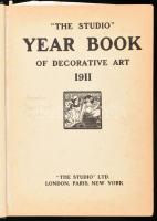 1911 "The Studio" year book of decorative art 1911. London, 1911, "The Studio." Angol nyelven. Rendkívül gazdag szecessziós képanyaggal illusztrált. Benne: Körösfői-Kriesch Aladár, Nagy Sándor, Wigand Ede és mások munkáinak reprodukcióival illusztrált. A magyar nevek egy részét elírták. Kiadói félvászon-kötés, kopott borítóval, egy kijáró lappal.