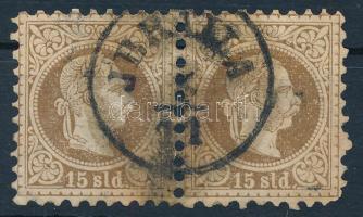 1867 15 sld pár JBRAILA bélyegzéssel (88.000+) (rövid jobb alsó sarokfog / short corner perf.)