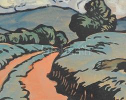 Kádár Béla (1877-1956): Táj. Akvarell, papír, jelzés nélkül, hátoldalán a Művészház 1912. évi töredé...