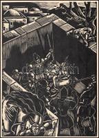 cca 1933 Dallos Hanna (1907-1944): "És bocsásd meg a mi vétkeinket", fametszet, papír, jel...