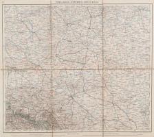 cca 1910 Posen, Glogau, Schweidnitz, Oppeln, Kalisz katonai térképe, 1:750 000, kiadja: K.u.k. militär-geographisches Institut, vászontérkép, 37×42 cm
