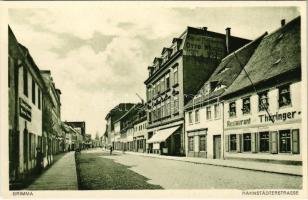Grimma, Hahstädterstrasse / street view, restaurant, shops