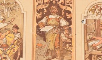 cca 1900 12 db szecessziós és egyéb illusztráció, litográfiák 36x25 cm