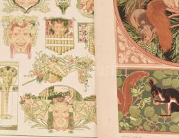 cca 1900 12 db szecessziós és egyéb illusztráció, litográfiák 36x25 cm