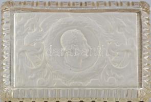 Öntött üvegcukortartó "I. Ferenc József császár" portré medalionnal, gazdag domborműves dí...