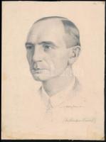 vitéz Pataky Ferenc (1897-1962): Matheidesz Dániel portréja, 1931. Ceruza, karton. Jelzett. Lap alja foltos. 26x19,5 cm