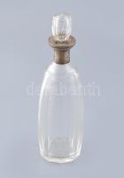 Ezüst (Ag) peremű likőrös üveg, fújt, hámozott, jelzett, hibátlan, m: 24,5 cm