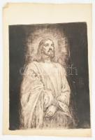 Prihoda István (1891-1956): Jézus. Rézkarc, papír, jelzett, lapszéli kisebb szakadásokkal, 50×37,5 cm