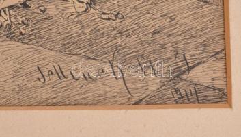 Benczúr Gyula (1844-1920) után, Jellinek jelzéssel: Szent István (Vajk) keresztelése, 1914. Tus, pap...