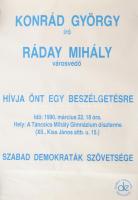 1990 SZDSZ választási plakát Konrád György és Ráday Mihály. 31x45 cm