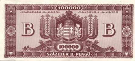 1944. 10P "V.H." T:II+ Csak egyszer hajtva! + 1946. 100.000BP T:I