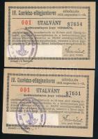 1933 Gödöllő, IV. Cserkész-világjamboree 2 db utalvány