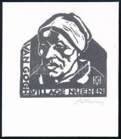 Kőhegyi Gyula (1933- ): Vincent van Gogh Village Nuenen. Klisé, papír. Jelzett. 6,5x6,5cm