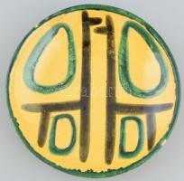 Zsiráfos retro kerámia tál. Kézzel festett, mázas kerámia, jelzett d: 22 cm Hibátlan