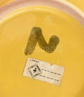 Zsiráfos retro kerámia tál. Kézzel festett, mázas kerámia, jelzett d: 22 cm Hibátlan