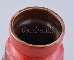 Vörös-fehér, német retro kerámia váza. Mázas kerámia jelzett, hibátlan. 22 cm