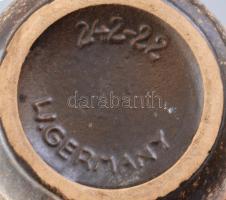 Vörös-fehér, német retro kerámia váza. Mázas kerámia jelzett, hibátlan. 22 cm