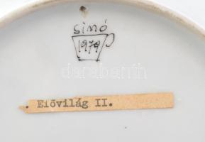 Simó József: Élővilág 1979. Avantgard porcelán tányér. egyedi, kézzel festett, jelzett, hibátlan. 25...