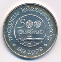 1992. 500Ft Ag "Szent László" kapszulában, tanúsítvánnyal T:BU patina 
Adamo EM125