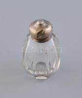 Ezüst (Ag) tetejű kozmetikai üvegcse, jelzett, m: 8 cm