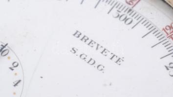 Ezüst (Ag) tokos Breventé S.G.D.G. stopperes, kronográfos óra, működik, kis számlap sérüléssel, jelz...