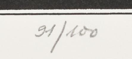 Joseph Kádár (1936-2019): Dualité. Szitanyomat, papír, jelzett, számozott (91/100), hátoldalán a műv...