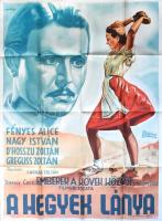 1942 A hegyek lánya című film plakátja, Cserhalmi grafikája, hajtott, szakadással, 124×90 cm
