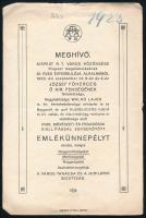 1923 Meghívó Kispest R. T. város közönsége által Kispest megalakulásának 50 éves évfordulójára rendezett emlékünnepélyre + felhívás Kispest város közönségéhez