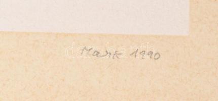 Mark (Márkus), Anna (1928-): Geometrikus kompozíció, 1990. Szitanyomat, papír, jelzett, művészpéldán...