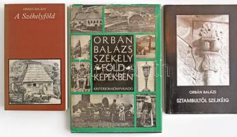 Orbán Balázs 3 kötete: Székelyföld képekben. Erdélyi Lajos bevezető tanulmányával, Sütő András előszavával. Bukarest, 1971, Kriterion. Kiadói egészvászon-kötés, sérült kiadói papír védőborítóban. + A Székelyföld. Válogatás. Bp., 1985, Európa. Kiadói papírkötés. + Sztambultól Szejkéig. Összeáll., sajtó alá rendezte, az előszót írta, a jegyzeteket és a bibliográfiát készítette: Balázs Ádám. Bukarest, 1995, Kriterion. Kiadói papírkötés, kissé kopott borítóval.