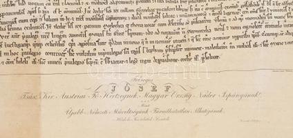 cca 1840 Könyves Kálmán oklevelének rézmetszetű facsimiléje József Nádor tiszteletére. Készítettet H...