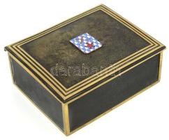 Asztali szelence. Réz doboz, zománc címerrel. 16x13x6 cm