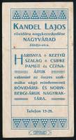 cca 1910 Kandel Lajos rövidáru nagykereskedése Nagyvárad Zöldfa-utca art-deco számolócédula, Nagyvárad, Sonnenfeld Adolf-ny.