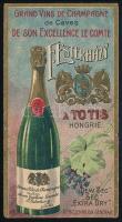 cca 1920-1930 Grand Vins de Champagne de Caves de son Excellence le comte F. Esterházy á Totis reklámos számolócédula, 12x6 cm