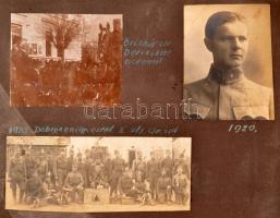cca 1916-1929 Régi fotóalbum, beragasztott, feliratozott fotókkal, köztük katonai fotók: olasz kasté...
