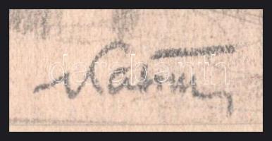 Katona Kiss Ferenc (1909-1995): Kurca part, Szentes. Ceruza, papír. Papírra kasírozva. Paszpartuban....