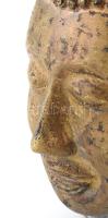 Buddha fej, bronz, kopásokkal, m: 15 cm