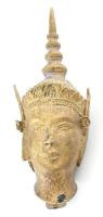 Thai Buddha fej, bronz, h: 20 cm